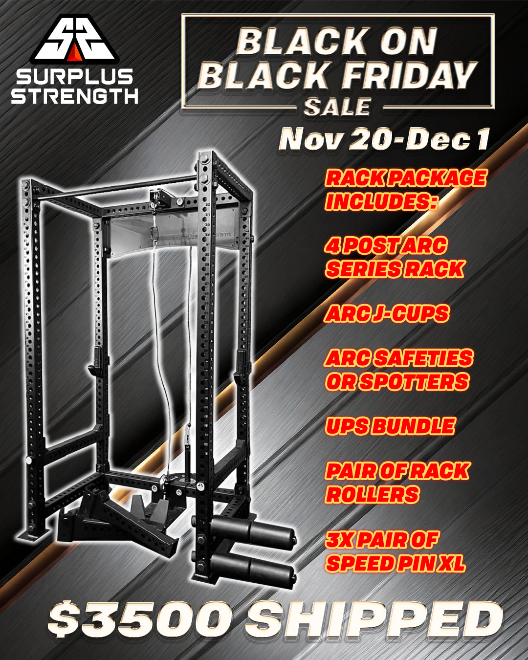 Black on Black ULTIMATE Power Rack Package