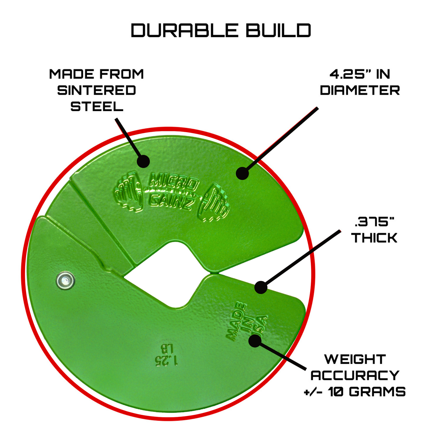 Micro Gainz Green 1.25LB Dumbbell Fractional Weight Plates